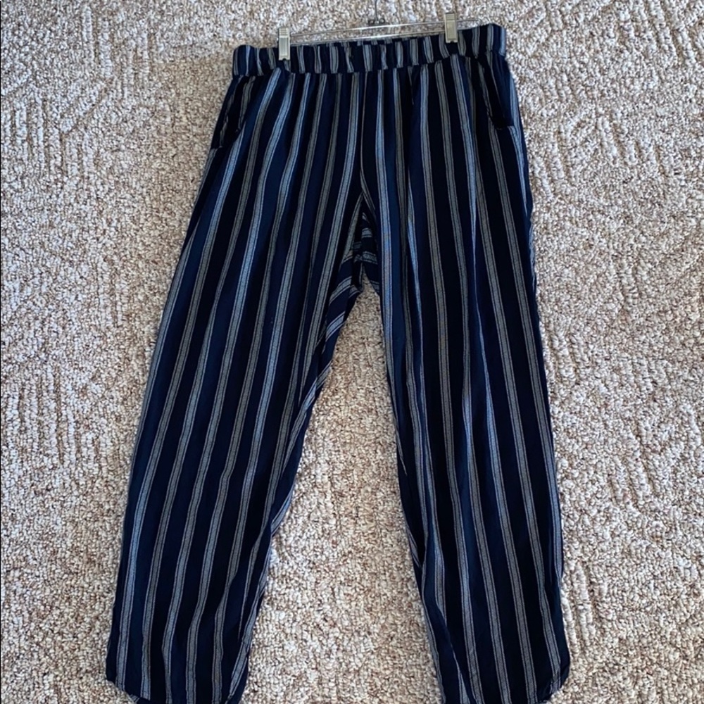 Navy Striped Pants